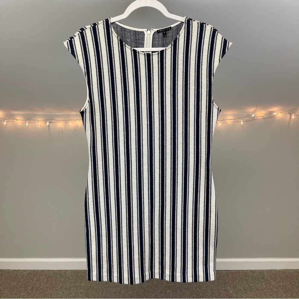 Theory Navy and White Striped Backon Cyclade Dress